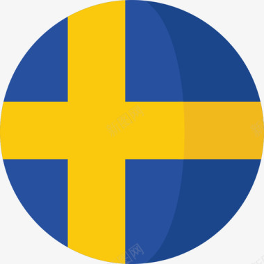 圆圈瑞典国旗3圆圈平图标图标