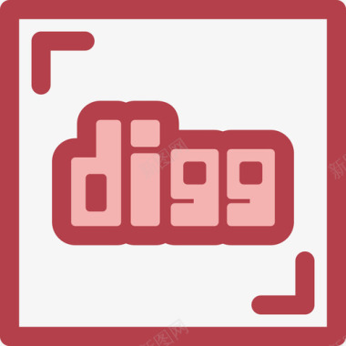 Digg社交媒体20红色图标图标