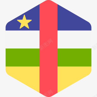 六边形中非共和国国际旗帜2六边形图标图标