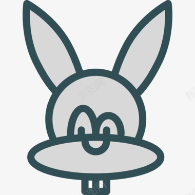 复活节兔子假日8线性颜色图标图标