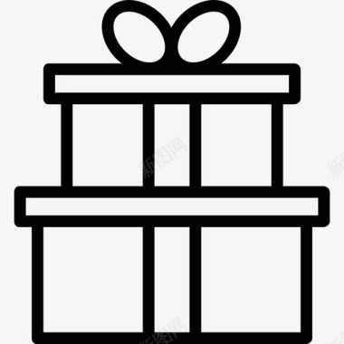 礼物圣诞元素2线性图标图标