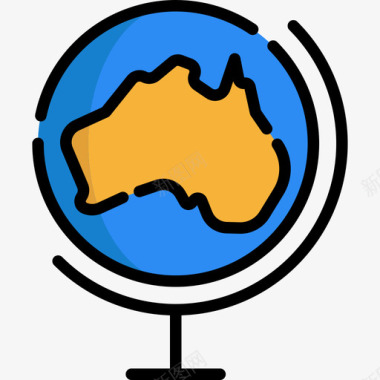 4K图标地球仪澳大利亚4线性颜色图标图标
