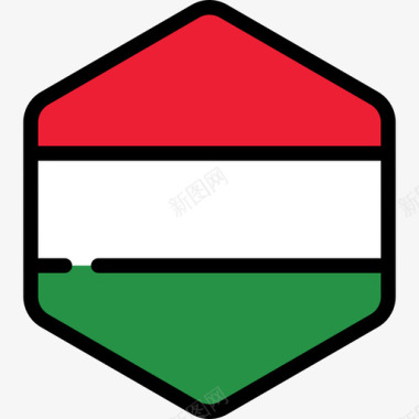 匈牙利旗帜系列5六边形图标图标
