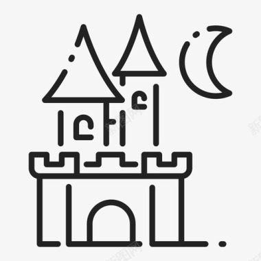夜城堡建筑幻想图标图标
