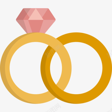 结婚戒指珠宝3扁平图标图标