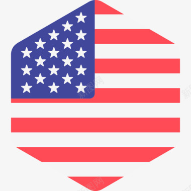 美国国际旗帜2六边形图标图标