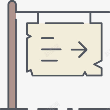 彩色笔迹路标西部荒野4号彩色图标图标