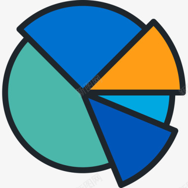 商务合作图饼图电子商务13线性颜色图标图标