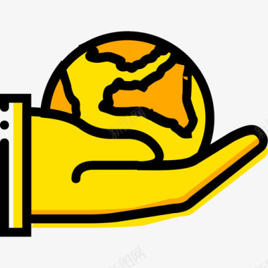 地球手势7黄色图标图标