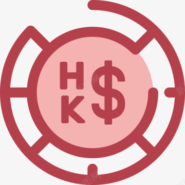 香港元货币元素4红色图标图标