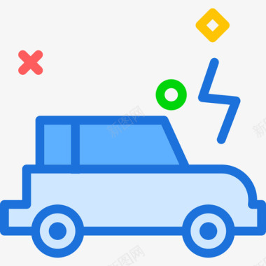 汽车存放标志电动汽车运输20线性颜色图标图标
