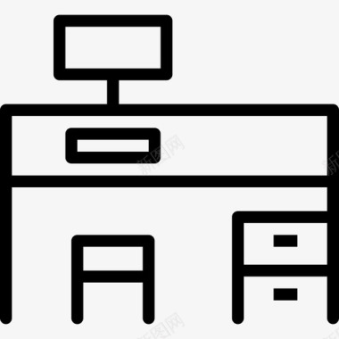 家具品牌标志办公桌家具5线性图标图标