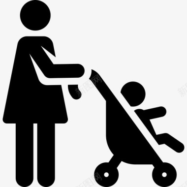 婴儿推车婴儿推车婴儿护理象形图填充图标图标