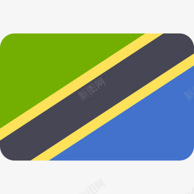圆形UI坦桑尼亚国际国旗6圆形矩形图标图标