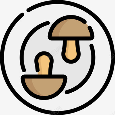 蘑菇餐厅6线性颜色图标图标