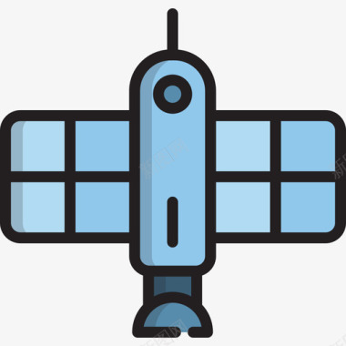 卡通宇宙卫星卫星宇宙18线性颜色图标图标