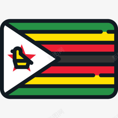 津巴布韦国旗收藏4圆角矩形图标图标