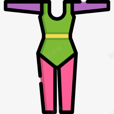 美女的服务员紧身裤80年代6线性颜色图标图标