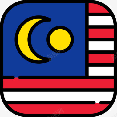 马拉西亚旗帜系列6圆形方形图标图标