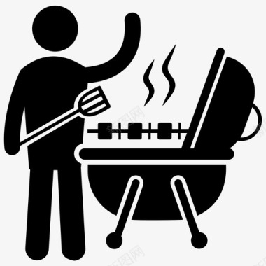 服务员烤肉人烤肉串烧烤食物图标图标