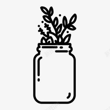 罐子里的植物涂鸦花图标图标