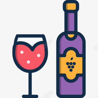 酒瓶餐厅元素4线性颜色图标图标