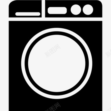 洗衣机家具和白色家电实心图标图标