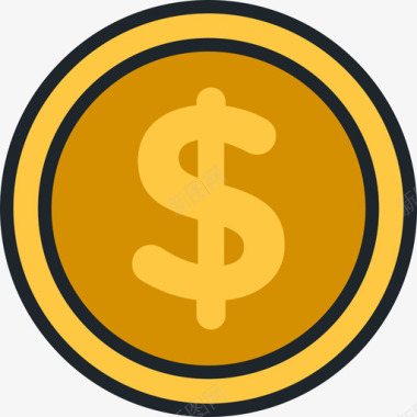硬币商业元素4线条颜色图标图标