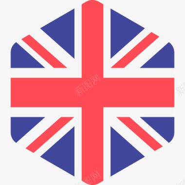 英国国际旗帜2六边形图标图标