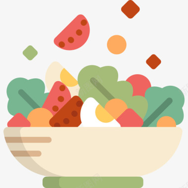 沙拉食品和餐厅8平铺图标图标