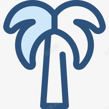 棕榈树生态与自然5蓝色图标图标