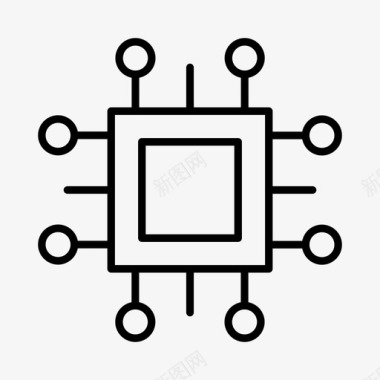 RFID芯片处理器人工智能自动化图标图标