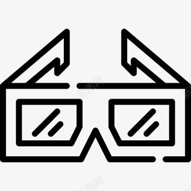 3d眼镜80年代4线性图标图标