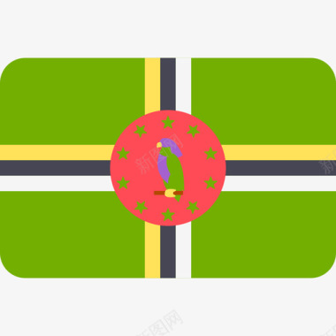 多米尼加国际国旗6圆形矩形图标图标