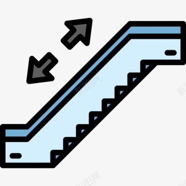 自动扶梯的变体自动扶梯机场11线形颜色图标图标