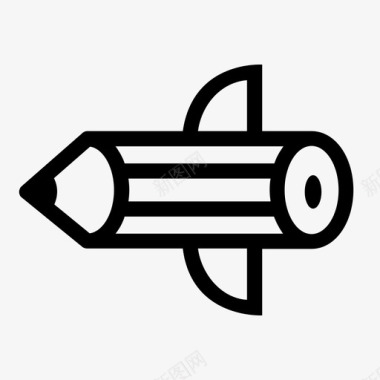 飞行铅笔创意火箭图标图标