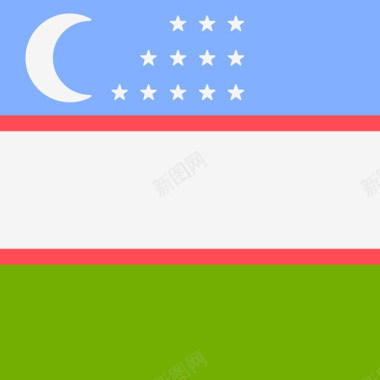 矢量乌兹别克斯坦国际旗帜4广场图标图标