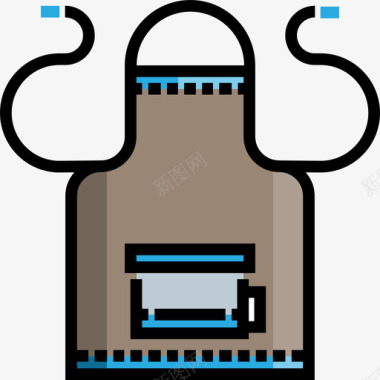 围裙食品和餐厅3线性颜色图标图标