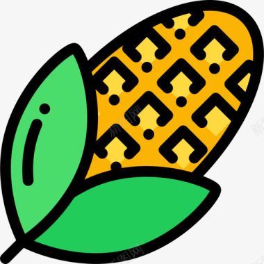 野餐玉米野餐线性颜色图标图标