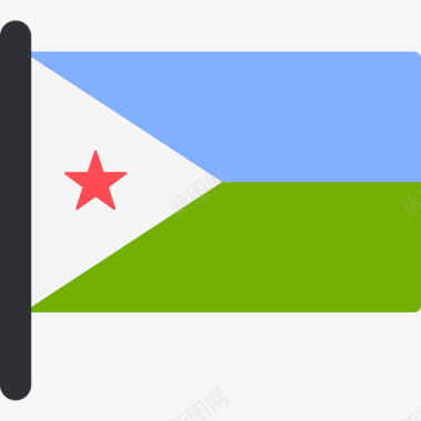 吉布提国际国旗5桅杆图标图标