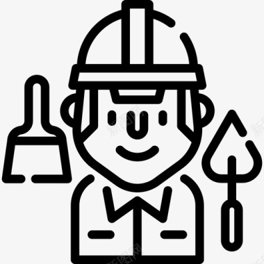 建筑工人职业和工作直系图标图标