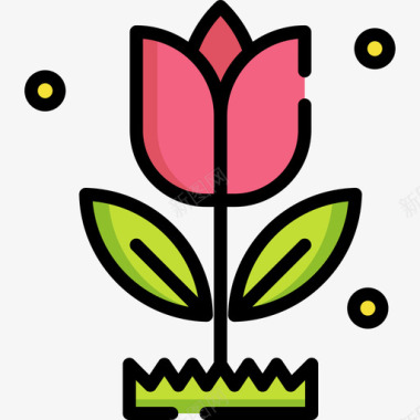 无毒标志郁金香复活节8线形颜色图标图标