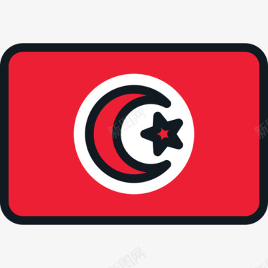 突尼斯旗帜收藏4圆角矩形图标图标