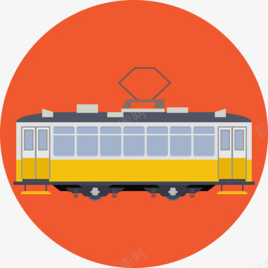 运输有轨电车27号运输机扁平图标图标