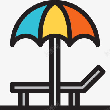 太阳伞夏季2线性颜色图标图标