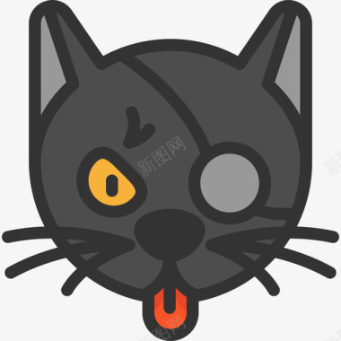 黑猫万圣节20线性颜色图标图标