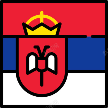 塞尔维亚国旗收藏3方形图标图标