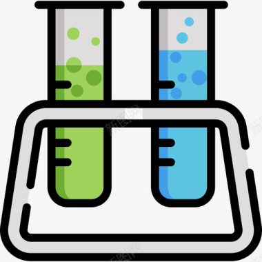化学器材试管化学7线性颜色图标图标