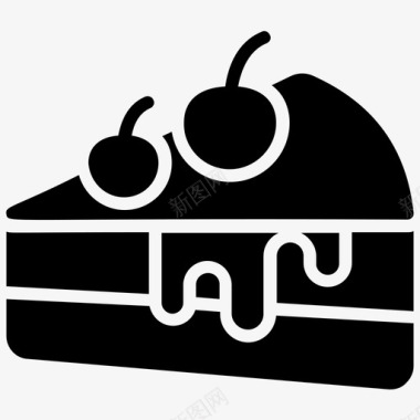 樱桃蛋糕块生日蛋糕樱桃蛋糕图标图标