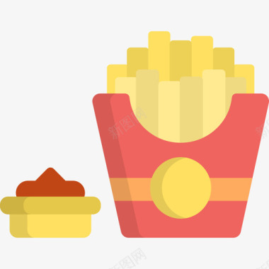 炸薯条食品和餐厅8平铺图标图标
